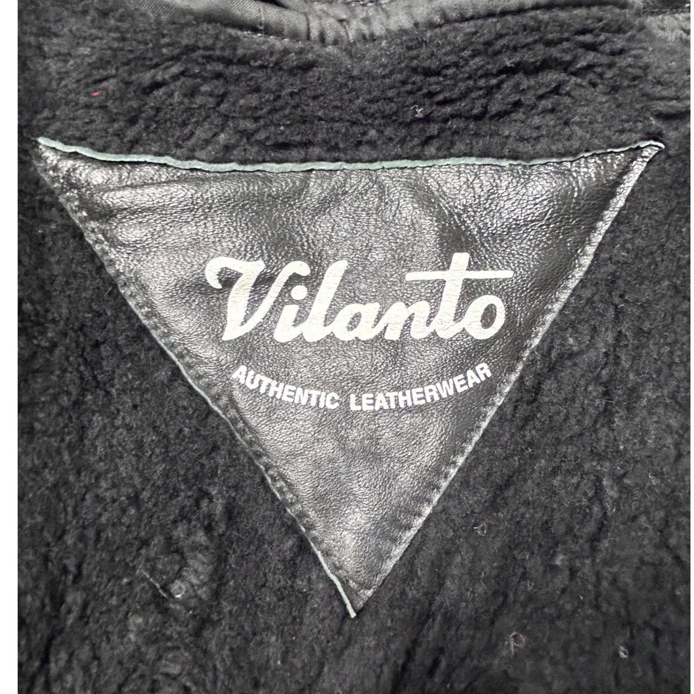 Vintage Vilanto Authentic Leatherwear Black Bomber Jacket Mens Size‎ L NEW